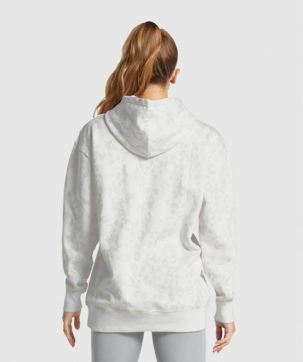 Damske Mikiny S Kapucňou Gymshark Animal Graphic Biele Krém | CZ5498371